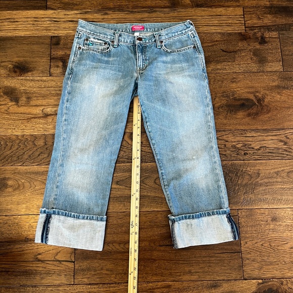 Abercrombie & Fitch Vintage Capri Low Rise Jeans Cuffed Blue Size 6 - Picture 5 of 11